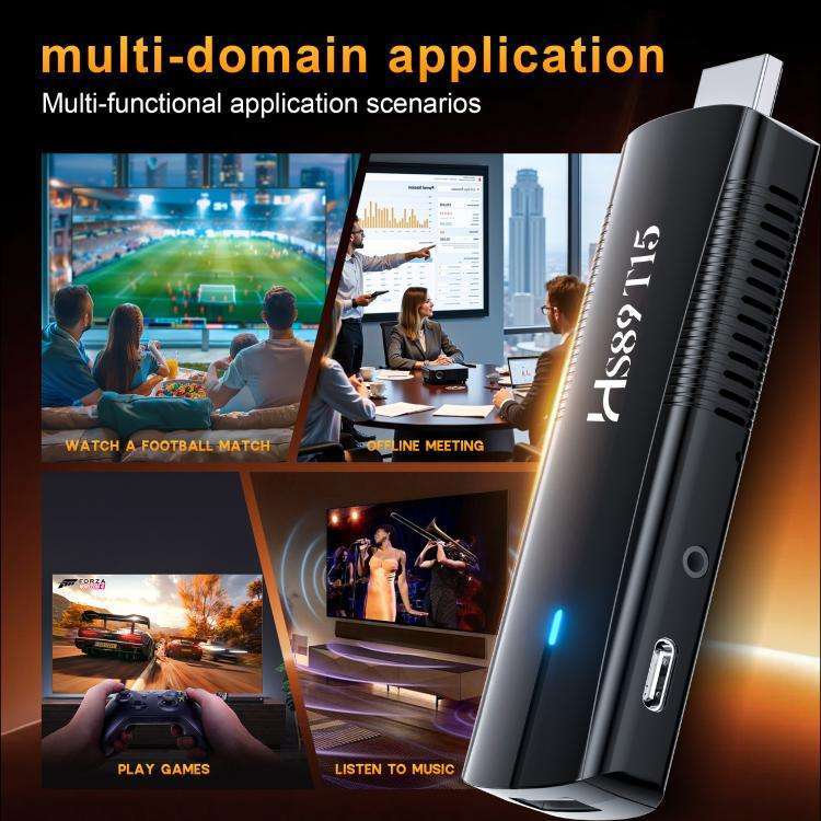 HS89 T15 Android 14 Mini HD TV Stick with Remote Control, 2GB+16GB, RK3539 Cortex-A55 Quad-Core(U...
