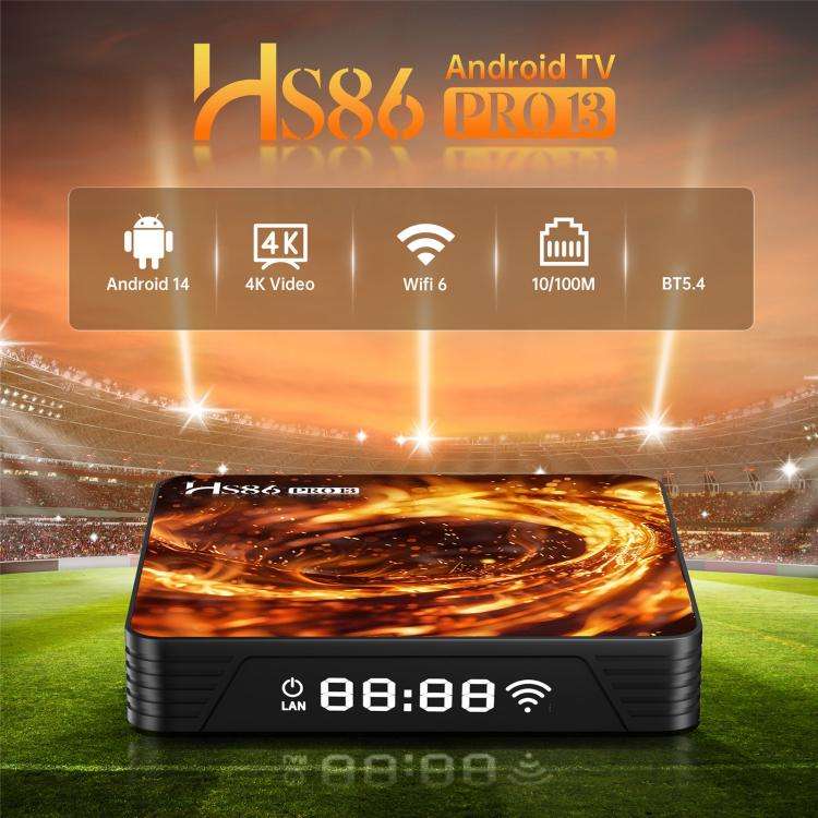 HS86 PRO13 Android 14 Wifi 6 BT 5.4 4K TV Box, Plug:AU Plug(2 + 16GB)