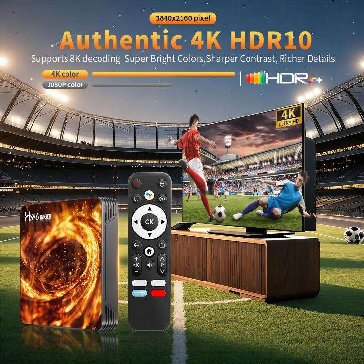 HS86 PRO13 Android 14 Wifi 6 BT 5.4 4K TV Box, Plug:AU Plug(2 + 16GB)