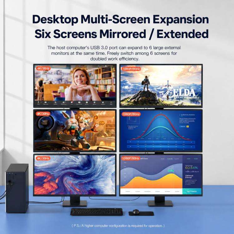 Blueendless HU201 USB / Type-C to Dual HDMI Docking Station Supports MacOS Extended Display