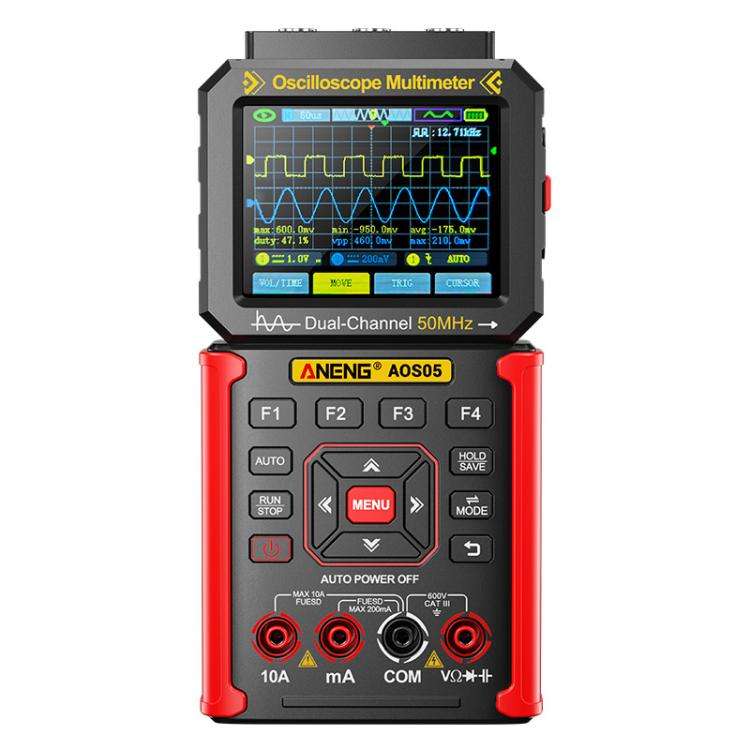 ANENG AOS05 3-in-1 Handheld Digital Oscilloscope Multimeter Dual-Channel 50MHz(Red)