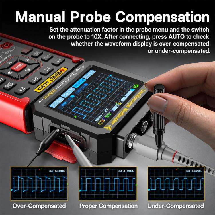 ANENG AOS05 3-in-1 Handheld Digital Oscilloscope Multimeter Dual-Channel 50MHz(Red)