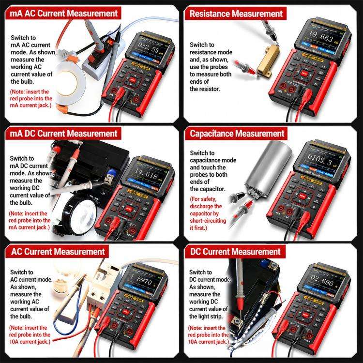 ANENG AOS05 3-in-1 Handheld Digital Oscilloscope Multimeter Dual-Channel 50MHz(Blue)