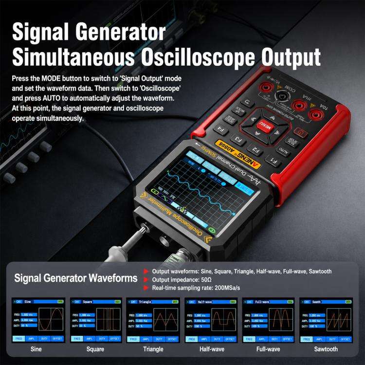 ANENG AOS05 3-in-1 Handheld Digital Oscilloscope Multimeter Dual-Channel 50MHz(Blue)