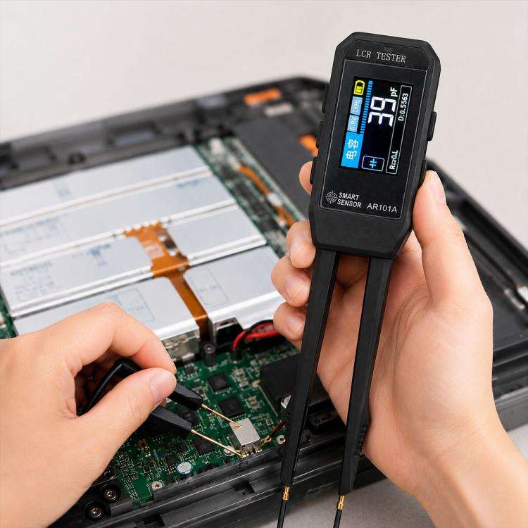 SMART SENSOR AR101A Digital Tweezers LCR Tester SMD Component Test Tweezers(Black)