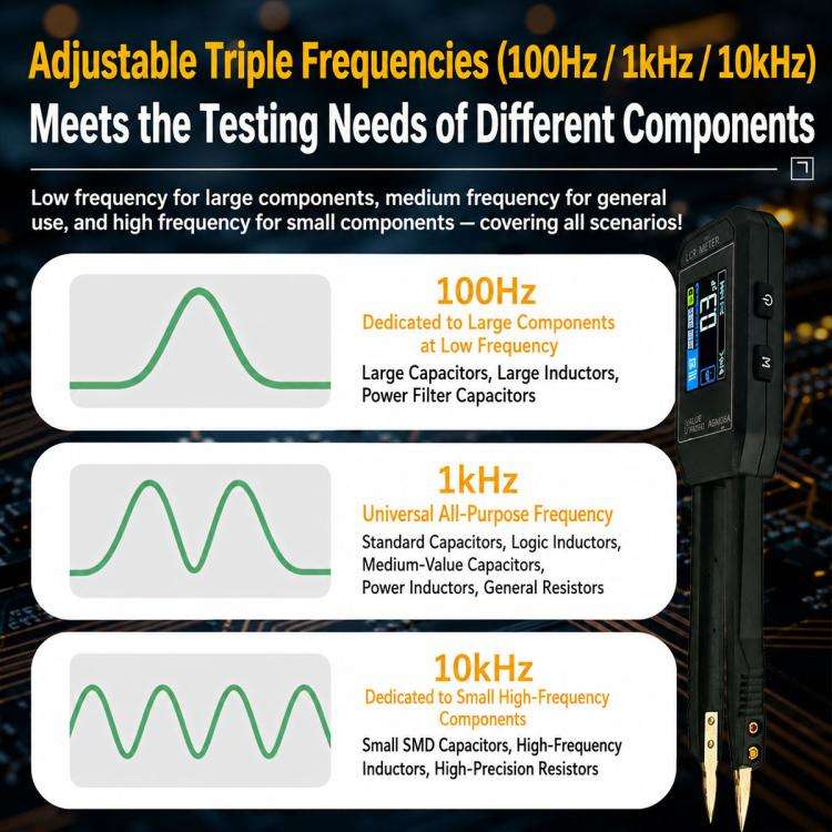 SMART SENSOR AR101A Digital Tweezers LCR Tester SMD Component Test Tweezers(Black)