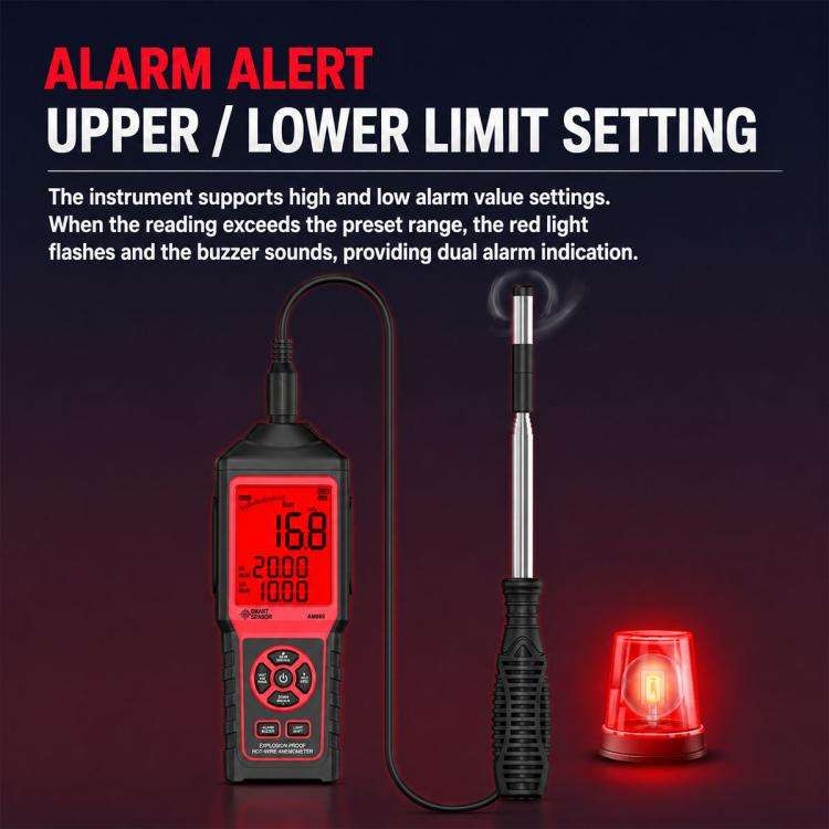 SMART SENSOR AM866 High-Precision Handheld Thermal Anemometer(Black)