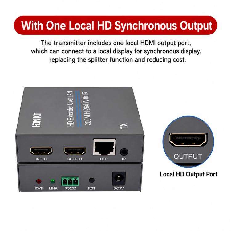 NK-E200 HDMI-Compatible 200m Network Cable Extender, Plug:US Plug