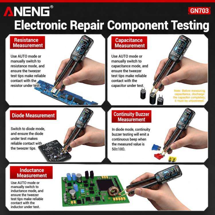 ANENG GN703 Tweezers Type LCR Digital Measuring Instrument(Black)