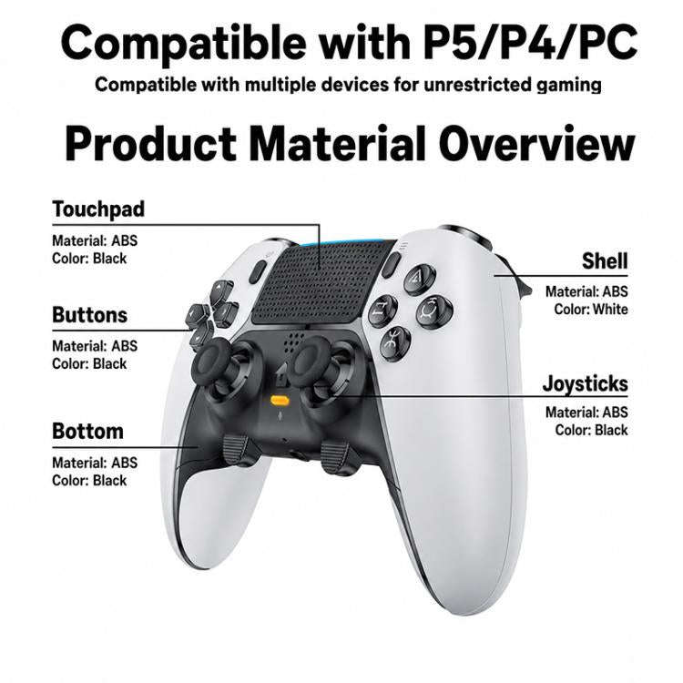 For PS5 / PS4 / PC Yesido KB48 P5 Wireless Game Controller(White)
