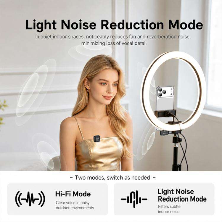 Yesido KR26 Standard Noise Reduction Wireless Lavalier Microphone with 8 Pin Receiver(Black)
