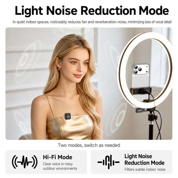 Yesido KR27 Standard Noise Reduction Wireless Lavalier Microphone with Type-C Receiver(Black)