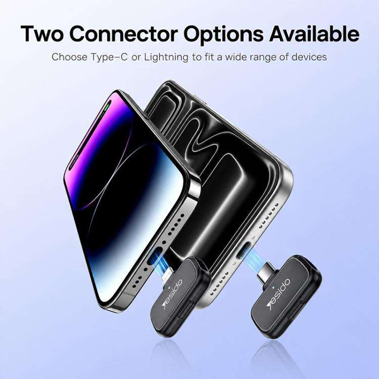 Yesido KR27 Standard Noise Reduction Wireless Lavalier Microphone with Type-C Receiver(Black)