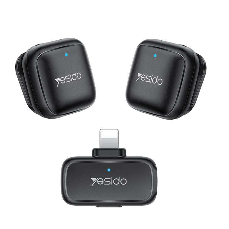 Yesido KR28 1 to 2 Standard Noise Reduction Wireless Lavalier Microphone with 8 Pin Receiver(Black)
