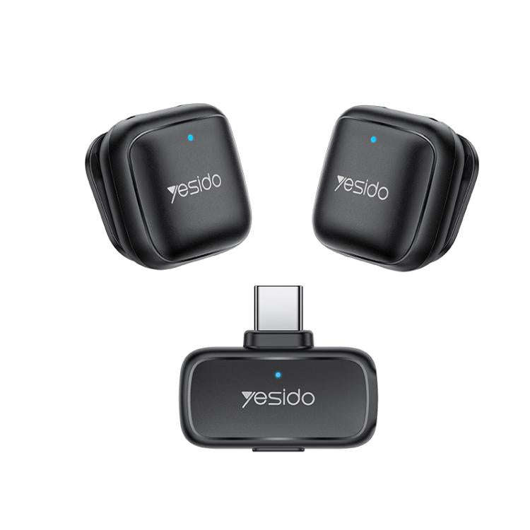 Yesido KR29 1 to 2 Standard Noise Reduction Wireless Lavalier Microphone with Type-C Receiver(Black)
