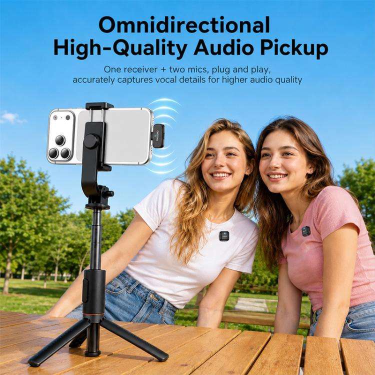 Yesido KR29 1 to 2 Standard Noise Reduction Wireless Lavalier Microphone with Type-C Receiver(Black)
