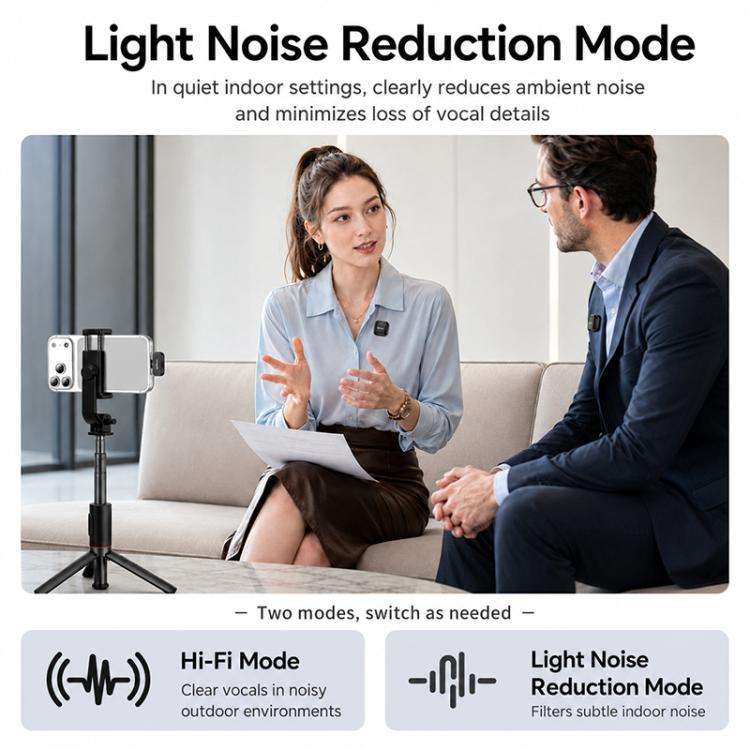 Yesido KR29 1 to 2 Standard Noise Reduction Wireless Lavalier Microphone with Type-C Receiver(Black)