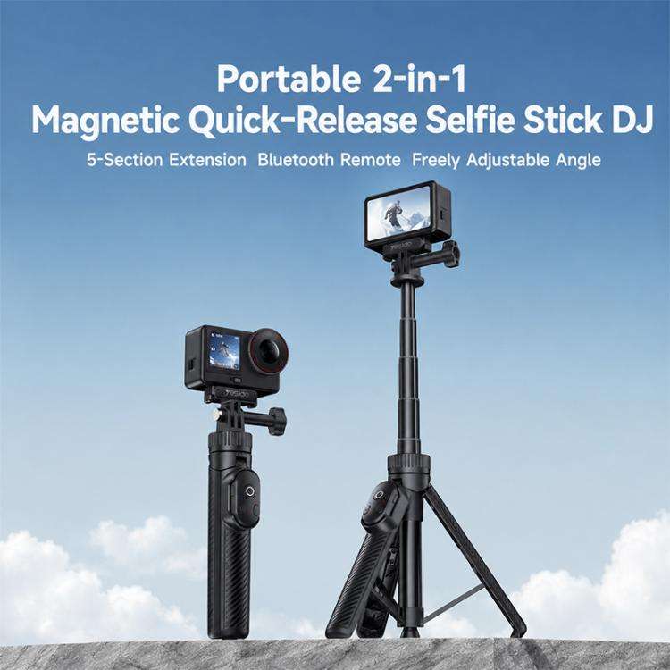 Yesido SF37 Portable 2 in 1 Magnetic Quick Release Selfie Stick DJ(Black)