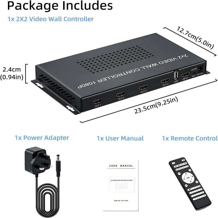 NK-BT44 HDMI 2x2 High-Definition Video Adapter with USB Interface, Plug:EU Plug