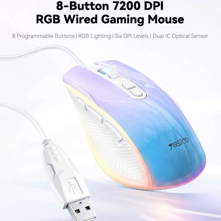Yesido KB51 USB 7200DPI RGB Gradient Wired Gaming Mouse