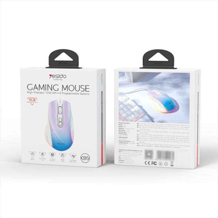Yesido KB51 USB 7200DPI RGB Gradient Wired Gaming Mouse