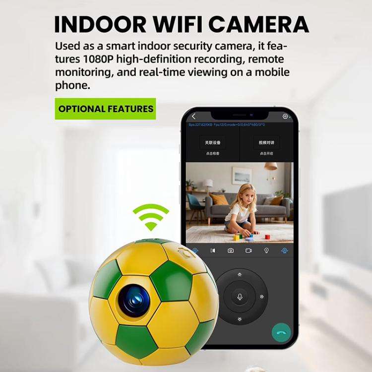 Q8 Pro 1080P HD Creative Football Design Mini WiFi Connected Thumb Camera(Black White)