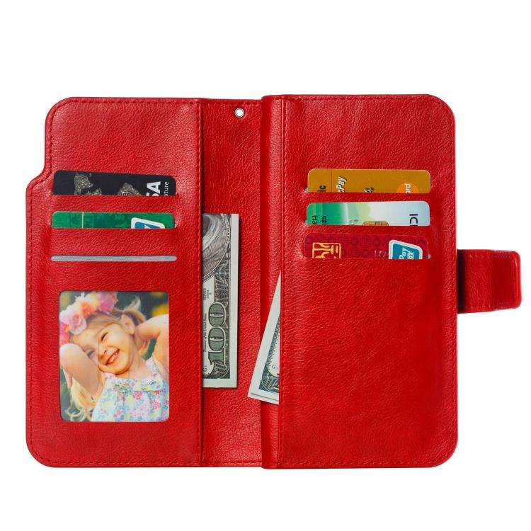 For Redmi 14C 4G / 5G Tri-Fold 9-Card Wallets Leather Phone Case(Red)