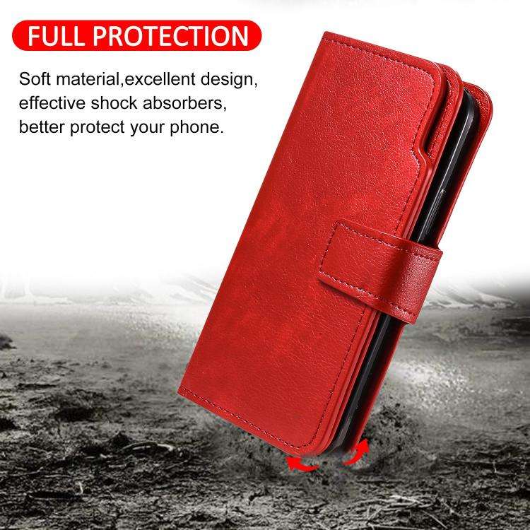 For Redmi 14C 4G / 5G Tri-Fold 9-Card Wallets Leather Phone Case(Red)