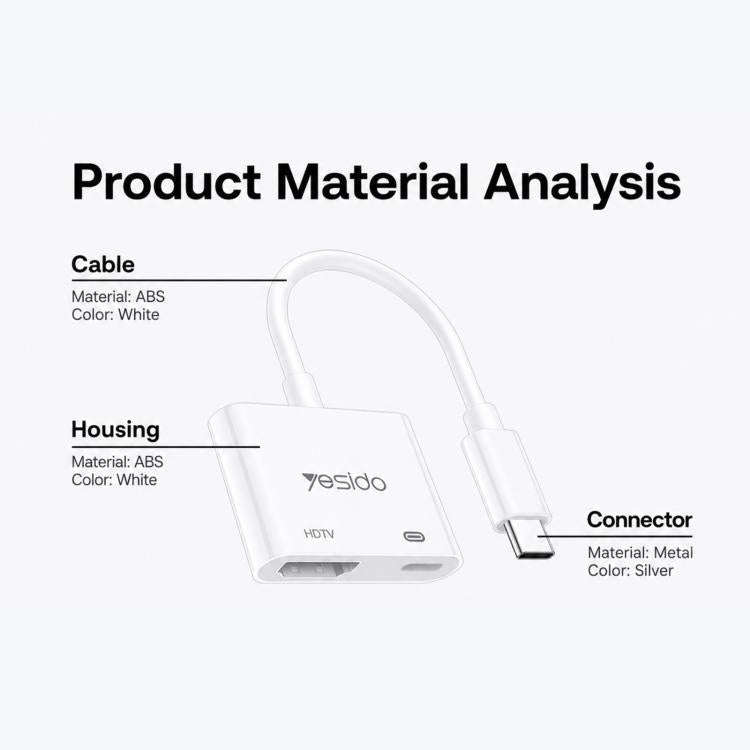 Yesido HM19 Type-C to HDMI, Type-C 4K 60Hz High-Definition Audio Video Adapter(White)