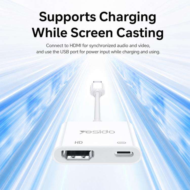 Yesido HM19 Type-C to HDMI, Type-C 4K 60Hz High-Definition Audio Video Adapter(White)