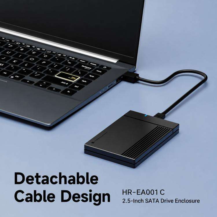 THERMALRIGHT HR-EA001 C 5Gbps 2.5 Inch SATA Hard Drive Enclosure with Type-C to USB-A Cable(Black)