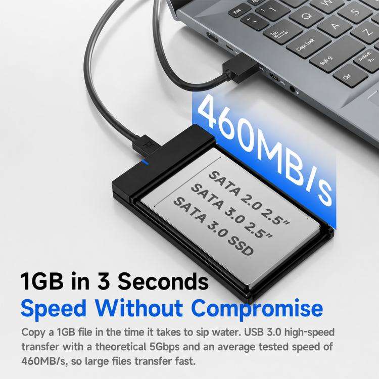 THERMALRIGHT HR-EA001 C 5Gbps 2.5 Inch SATA Hard Drive Enclosure with Type-C to USB-A Cable(Black)