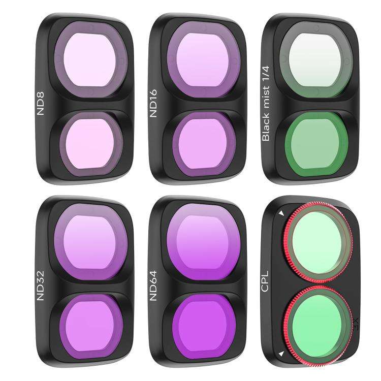 For DJI Osmo Pocket 4P Sunnylife Camera Lens Filter, Filter:6 in 1 Mixed Filter Set