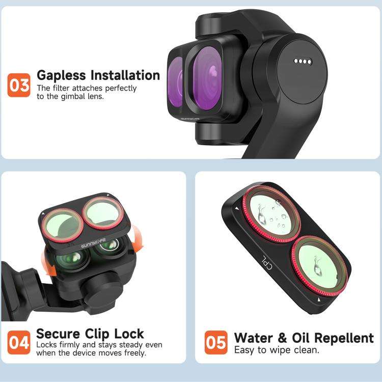 For DJI Osmo Pocket 4P Sunnylife Camera Lens Filter, Filter:MCUV