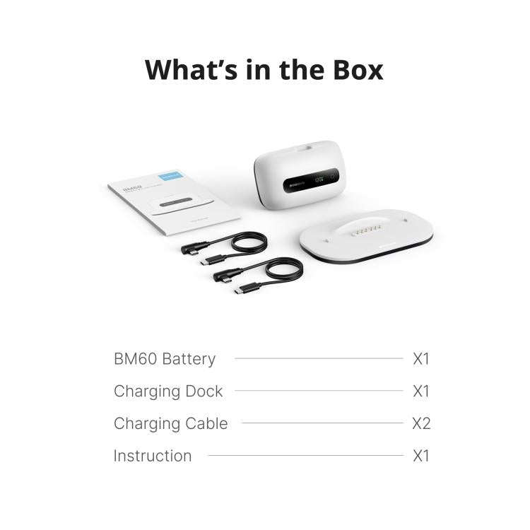 BOBOVR BM60-1 6500mAh Magnetic Battery Kit with Charging Dock for M3 Pro+ / M3 Head Strap