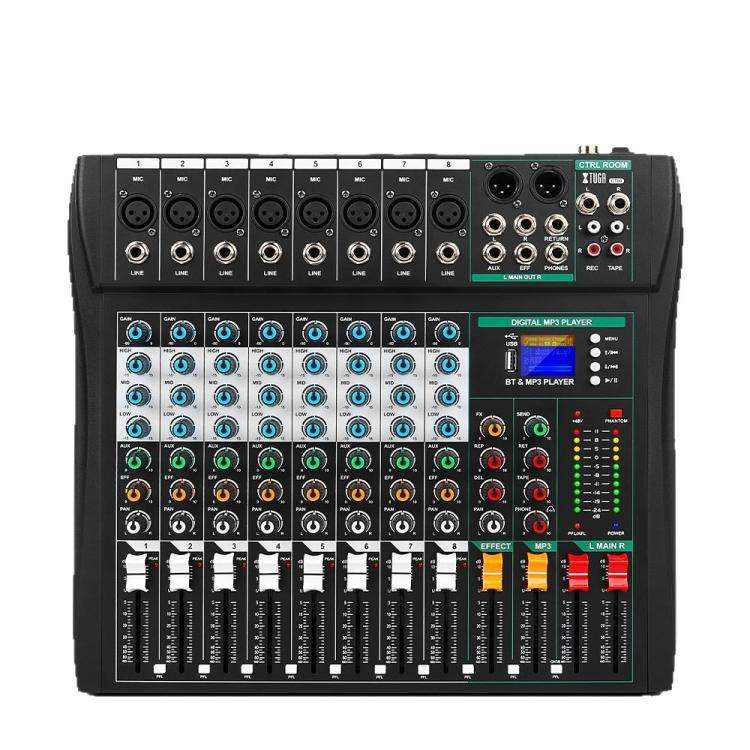 XTUGA CT80 8-Channel Professional Audio Mixer DJ Console(Black)