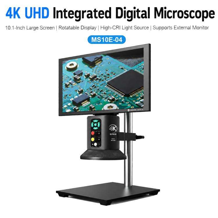 SUNSHINE MS10E-04 4K HD Digital Microscope with Metal Stand Base & 10-inch Large Display, Plug:EU...