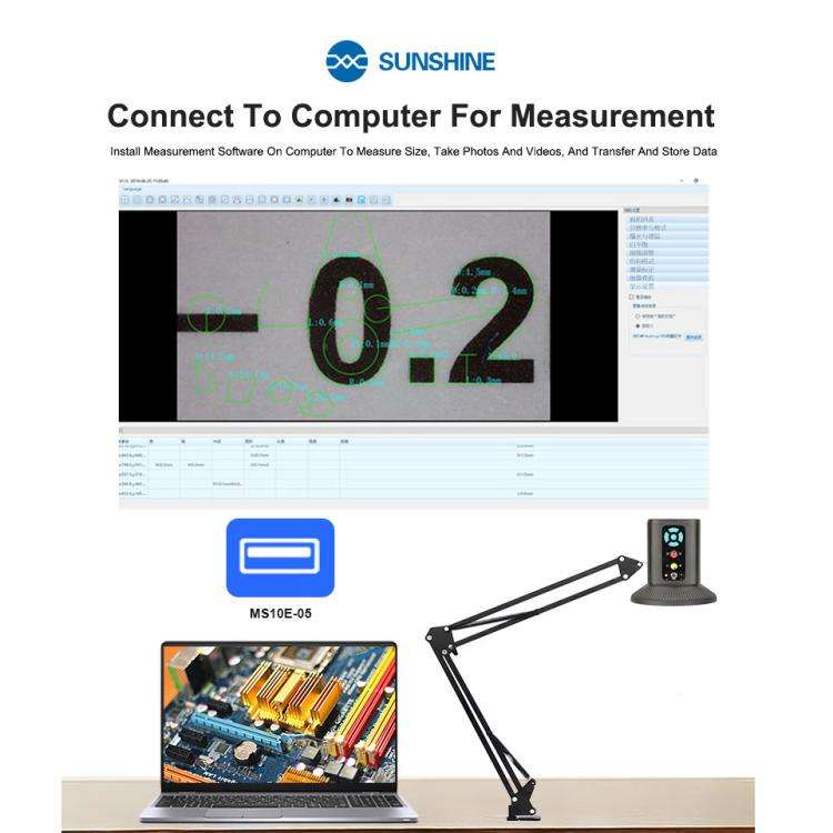 SUNSHINE MS10E-05 4K HD Digital Microscope With Universal Stand, Plug:EU Plug