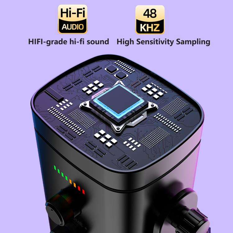 YU8 USB Dynamic Driver Noise Reduction Gaming RGB Microphone(Black)
