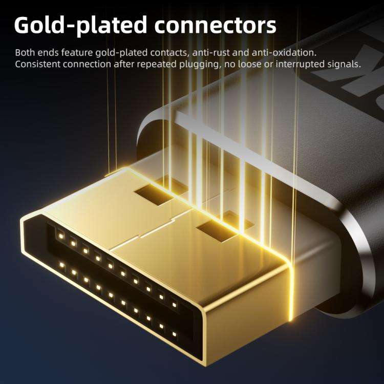 DOONJIEY Type-C to DisplayPort 2.1 UHD 8K 60Hz Audio & Video Mirroring Coiled Cable, Length:2m(Bl...