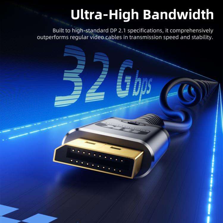 DOONJIEY Type-C to DisplayPort 2.1 UHD 8K 60Hz Audio & Video Mirroring Coiled Cable, Length:2m(Bl...