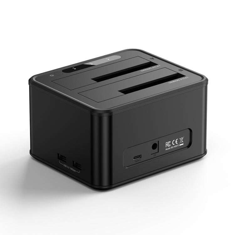 Blueendless HD07S 2.5/3.5 inch SAS/SATA Dual-bay Hard Drive Docking Station, Plug:EU Plug(Black)