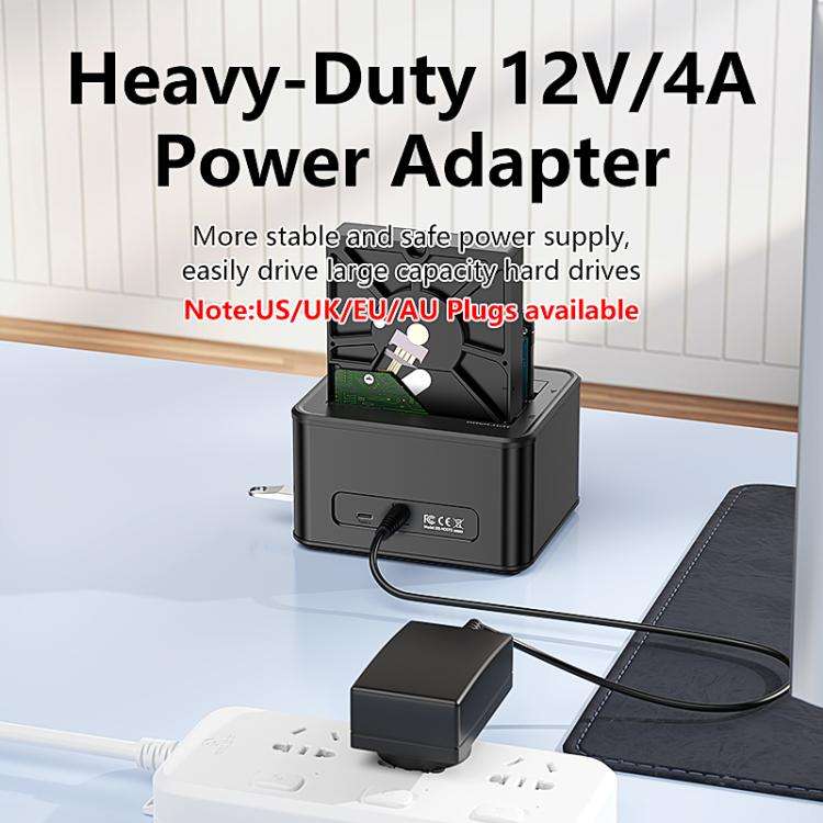 Blueendless HD07S 2.5/3.5 inch SAS/SATA Dual-bay Hard Drive Docking Station, Plug:US Plug(Black)