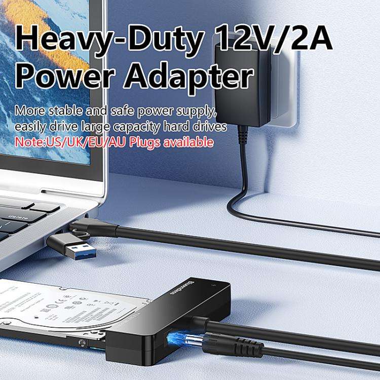 Blueendless U35S USB / Type-C to 2.5/3.5 inch SAS/SATA Hard Drive Adapter Cable, Plug:AU Plug(Black)