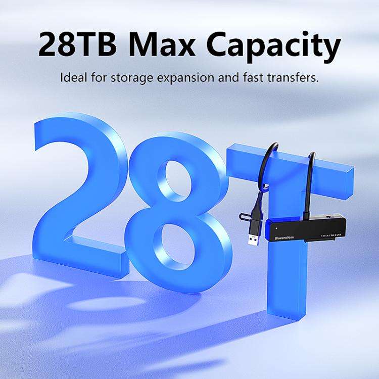 Blueendless U35S USB / Type-C to 2.5/3.5 inch SAS/SATA Hard Drive Adapter Cable, Plug:US Plug(Black)