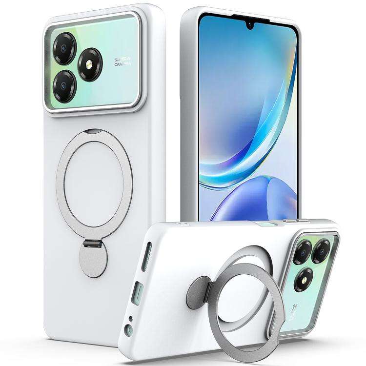 For ZTE Blade A36 / A56 Pro / A76 4G Gen1.5 Pivot Ring Holder TPU Hybrid PC Phone Case(White)