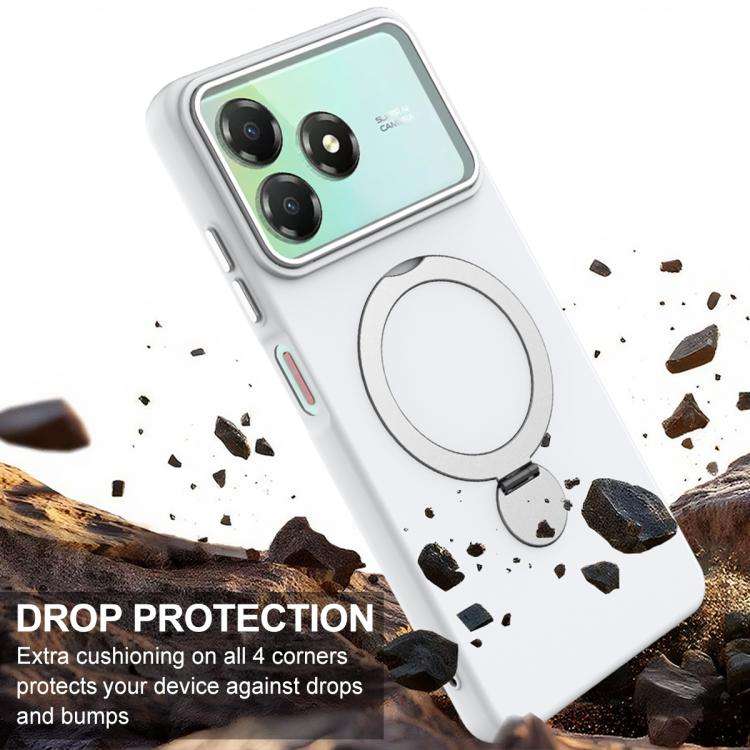 For ZTE Blade A36 / A56 Pro / A76 4G Gen1.5 Pivot Ring Holder TPU Hybrid PC Phone Case(White)