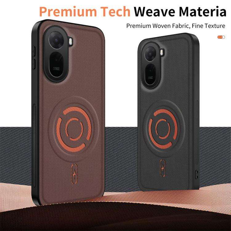 For Redmi A7 Pro 4G 171mm WANLONFENG Tech Fabric Texture Magnetic Phone Case with 2pcs Screen Fil...