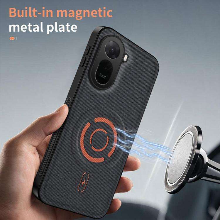 For Redmi A7 Pro 4G 171mm WANLONFENG Tech Fabric Texture Magnetic Phone Case with 2pcs Screen Fil...