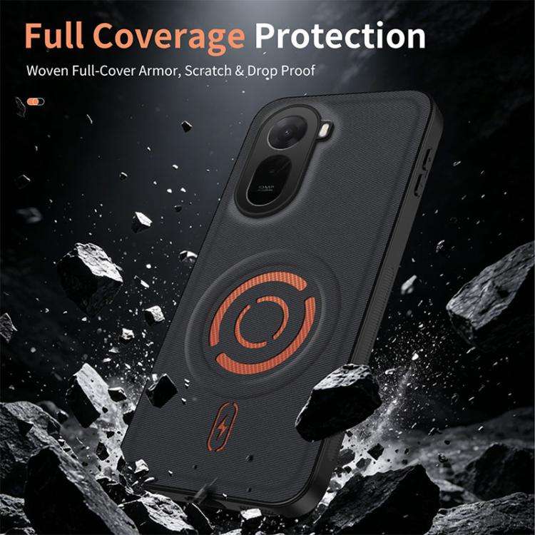 For Redmi A7 Pro 4G 171mm WANLONFENG Tech Fabric Texture Magnetic Phone Case with 2pcs Screen Fil...